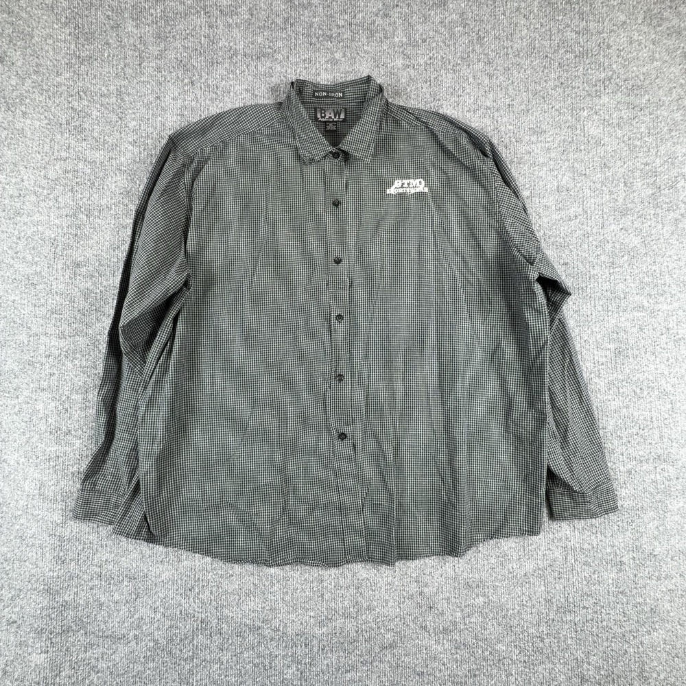 BAW Shirt Mens 3XL Black‎ Check Non Iron Long Sleeve Button Up CTM Sportswear